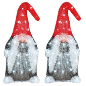 Set van 2x stuks kerstverlichting Led figuren voor buiten gnome/dwerg 19 x 22 x 44 cm