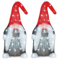 Set van 2x stuks kerstverlichting Led figuren voor buiten gnome/dwerg 19 x 22 x 44 cm