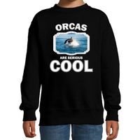Dieren orka sweater zwart kinderen - orcas are cool trui jongens en meisjes - thumbnail
