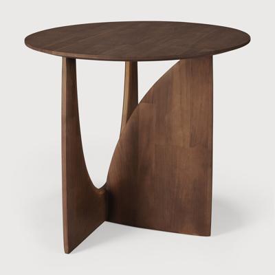 Ethnicraft Ronde Bijzettafel 'Geometric' Gevernist Teakhout, 51cm, kleur Bruin