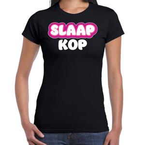 Verkleed T-shirt voor dames - slaapkop - zwart - carnaval - foute party