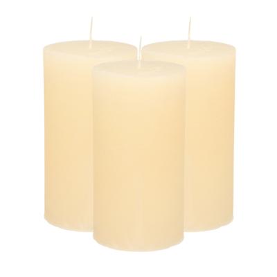 Atmosphera Stompkaars/cilinderkaars - 3x - ivoor wit - 7 x 13 cm - rustiek model