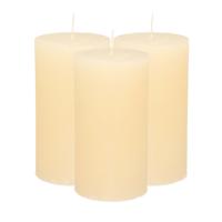 Atmosphera Stompkaars/cilinderkaars - 3x - ivoor wit - 7 x 13 cm - rustiek model