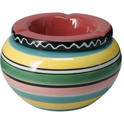 Asbak - gekleurd - D14 cm - aardewerk - rood - rond - buiten/binnen asbakken