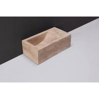 Forzalaqua Venetia Xs fonteinbak 29x16x10cm wasbak Links 0 kraangaten Natuursteen Travertin gezoet 100370