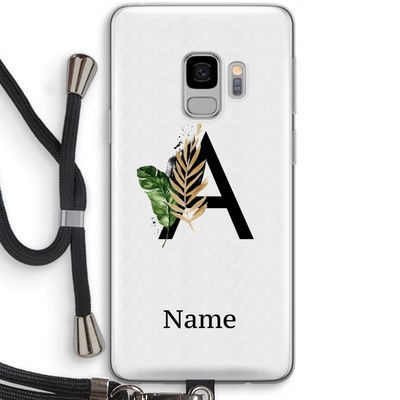 Charcoal Flora: Samsung Galaxy S9 Transparant Hoesje met koord