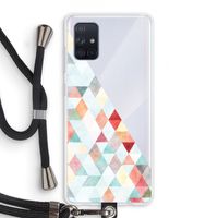 Gekleurde driehoekjes pastel: Samsung Galaxy A71 Transparant Hoesje met koord