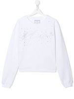 Philipp Plein Junior sweat à logo brodé - Blanc