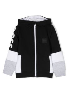 BOSS Kidswear hoodie zippé à logo imprimé - Noir