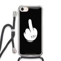 Middle finger black: iPhone 8 Transparant Hoesje met koord