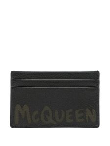 Alexander McQueen porte-cartes Graffiti en cuir grainé - Noir