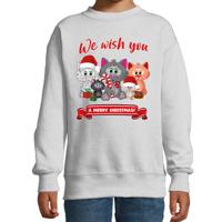 Kersttrui/sweater voor jongens/meisjes - we wish you - grijs - Kerst poesjes - thumbnail