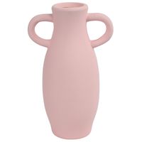 Decoratie Amphora kruik of vaas - roze terracotta - D12 x H20 cm - smalle opening   -