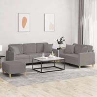 3-delige Loungeset met kussens stof taupe