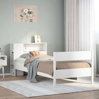 Bed met boekenkast zonder matras grenenhout wit 90x200 cm