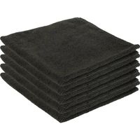 5x Zwarte bardoeken schoonmaakdoeken 40 x 40 cm microvezel materiaal - Vaatdoekjes - thumbnail
