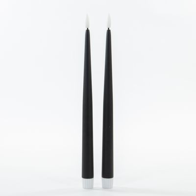 Led dinerkaarsen 3D lont 2x- zwart - 30 cm - afstandsbediening