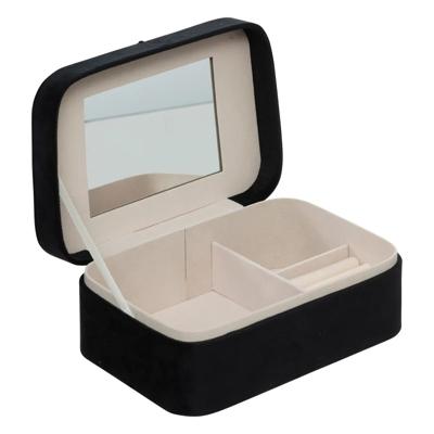 Sieradenkistje Bijou - 15 x 9 x 21 cm - zwart - Juwelenkistje - met spiegel en vakjes indeling