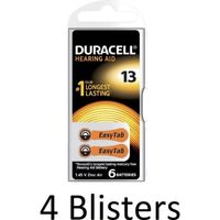 24 Stuks (4 Blisters a 6 st) duracell Batterij da13 hearing aid - thumbnail