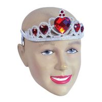 Zilveren tiara met rode stenen - thumbnail