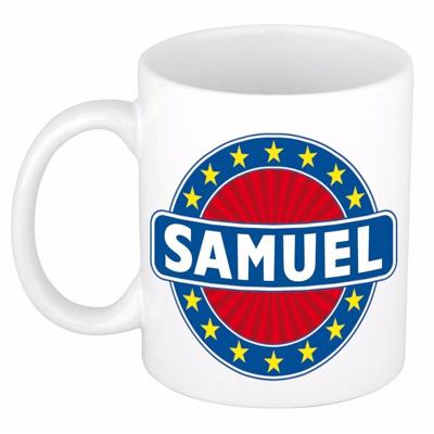 Samuel voornaam koffiemok - beker - wit/blauw - 300 ml - Cadeau - Heren - Collega - Vaderdag Samuel voornaam koffiemok - beker - wit/blauw - 300 ml - Cadeau - Heren - Collega - Vaderdag
