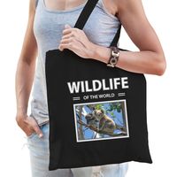 Koala tasje zwart volwassenen en kinderen - wildlife of the world kado boodschappen tas - thumbnail