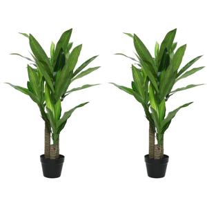 2x Groene Dracaena/drakenbloedboom kunstplanten 105 cm in pot