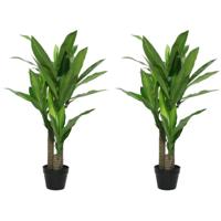 2x Groene Dracaena/drakenbloedboom kunstplanten 105 cm in pot