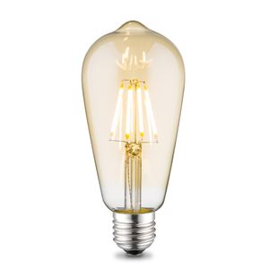 Edison Vintage LED filament lichtbron Drop - Amber - ST64 Deco - Retro LED lamp - 6.4/6.4/14cm - geschikt voor E27 fitting - Dimbaar - 4W 330lm 2700K - warm wit licht