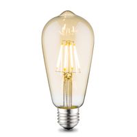 Edison Vintage LED filament lichtbron Drop - Amber - ST64 Deco - Retro LED lamp - 6.4/6.4/14cm - geschikt voor E27 fitting - Dimbaar - 4W 330lm 2700K - warm wit licht