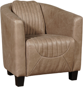 Taupe leren landelijke kuipstoel Press Special - poot hout zwart - Vintage Leer Taupe (taupe leer)