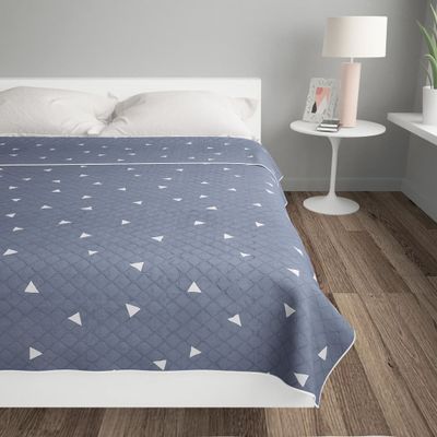 vidaXL Sprei 220x240 cm ultrasone doorgestikte stof donkerblauw