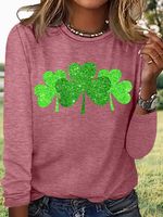 Women's Print Irish Shamrock Green Clover St Patricks Day Casual Letters Shirt