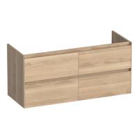 Brauer Inspire - Onderkast - 120 cm - met 4 Softclose Lades Greeploos en 2 Sifon Uitsparingen - Lamellen Eiken Naturel