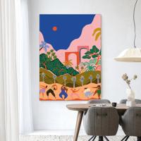 Urban Cotton Wandkleed 'Dancing In Paradise' 110 x 145cm in Frame - black