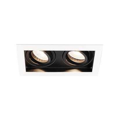 Durham - LED Inbouwspot - 8 Watt 690 Lumen - 4000K Neutraal wit - Dubbel - GU10 - Kantelbaar - IP20 voor binnen - Rechthoek - Wit/Zwart