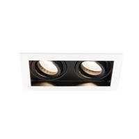 Durham - LED Inbouwspot - 8 Watt 690 Lumen - 4000K Neutraal wit - Dubbel - GU10 - Kantelbaar - IP20 voor binnen - Rechthoek - Wit/Zwart