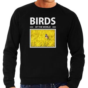 Blauwborst vogels sweater / trui met dieren foto birds of the world zwart voor heren