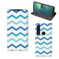 Motorola G8 Plus | Hoesje met Magneet | Zigzag Blauw