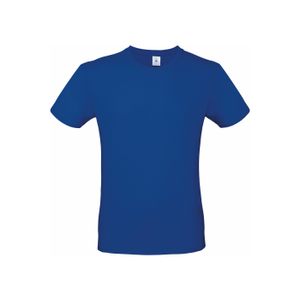 Blauw basic grote maten t-shirt met ronde hals voor heren van katoen