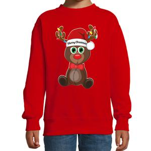 Kersttrui/sweater voor jongens/meisjes - Merry Christmas - rood - Kerst rendier