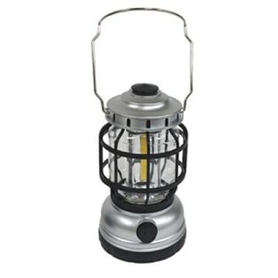Stormlantaarn - zwart - op batterij - 10 x 18 cm - retro campinglamp - lantaarn