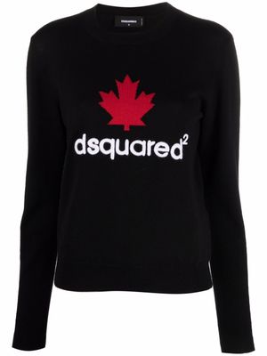 DSQUARED2 pull Maple Leaf en maille - Noir