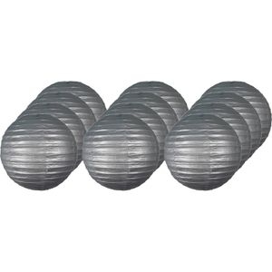 12x Zilveren bol lampionnen 25 cm   -