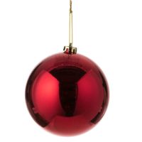 1x Grote kunststof kerstballen rood 15 cm   -