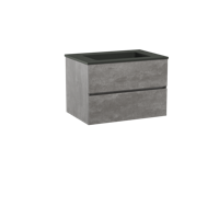 Storke Edge zwevend badmeubel 75 x 52 cm beton donkergrijs met Scuro enkele wastafel in mat kwarts