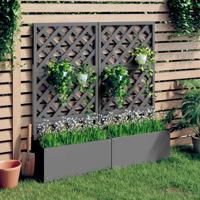 Plantenbakken met latwerk 2 st 65x33x135 cm HKC grijs Plantenbakken met latwerk 2 st 65x33x135 cm HKC grijs
