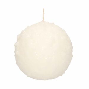 1x Witte sneeuwbal bolkaars 8 cm 36 branduren