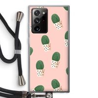 Cactusprint roze: Samsung Galaxy Note 20 Ultra / Note 20 Ultra 5G Transparant Hoesje met koord