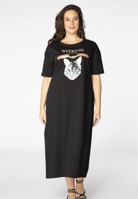 Yoek Midi jurk WEEKEND | Zwart | Maat 58/60
